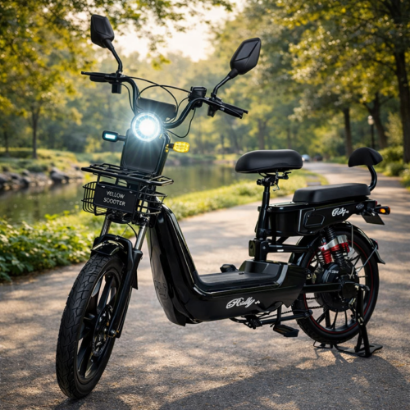 صورة دراجة كهربائية 20 بوصة بمقعدين وسلة